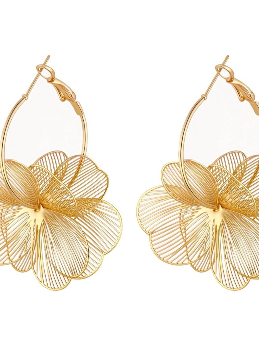 Dangle Flower Earrings for Women Statement Trendy Hoop Earring Floral Drop Earri